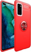 Voor Huawei Honor V30 Lenuo schokbestendige TPU beschermhoes met onzichtbare houder (rood)