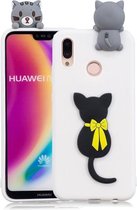 Voor Huawei P20 Lite 3D Cartoon patroon schokbestendig TPU beschermhoes (kleine zwarte kat)