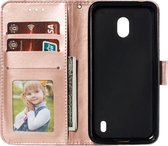 Kanten Bloem Embossing Patroon Horizontale Flip Leren Case voor Nokia 2.2, met Houder & Kaartsleuven & Portemonnee & Fotolijst & Lanyard (Rose Goud)