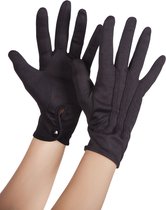 Zwarte handschoenen met sluitknoopje voor volwassenen - M/L - Accessoires > Handschoenen