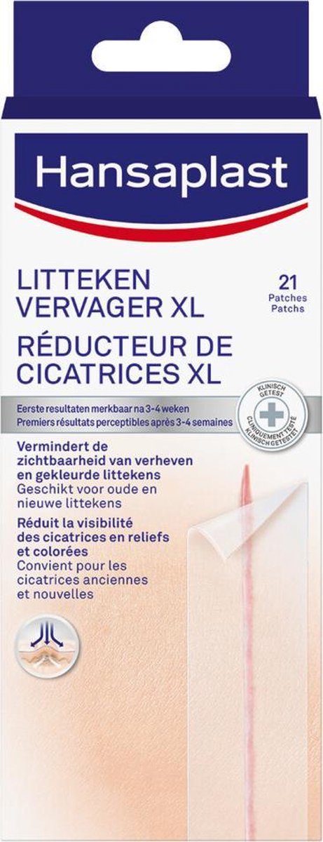 Hansaplast Littekenvervager XL – Vermindert Zichtbaarheid van Littekens – 21 stuks