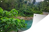 Tuinposters buiten Water door het nationale park bij Bukit Lawang in Indonesië - 90x60 cm - Tuindoek - Buitenposter