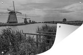 Tuindecoratie Molen - Nederland - Zwart - Wit - 60x40 cm - Tuinposter - Tuindoek - Buitenposter