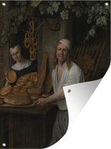 Tuinschilderij Bakker Arent Oostwaard en zijn vrouw Catharina Keizerswaard - Jan Steen - 60x80 cm - Tuinposter - Tuindoek - Buitenposter
