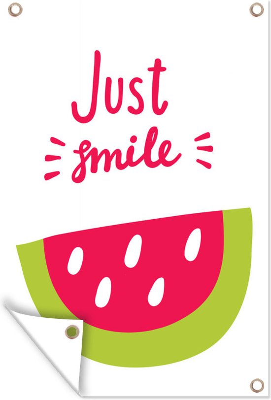 Illustration avec la citation Juste sourire et un morceau de pastèque 60x90 cm