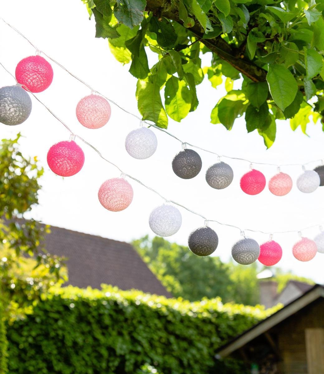 Cotton Ball Lights buiten feestverlichting roze 20 ballen Roza