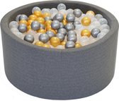 Ballenbak Donker grijs 90x40 met 250 ballen Transparant, Zilver, Goud