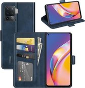 Voor OPPO A94 4G / F19 Pro / Reno 5 Lite Dubbelzijdige magnetische gesp Horizontale flip lederen tas met houder & kaartsleuven & portemonnee (donkerblauw)