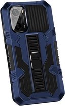 Voor Geschikt voor Xiaomi Poco F3 Vanguard Warrior All-inclusive tweekleurige schokbestendige TPU + pc-beschermhoes met houder (blauw)