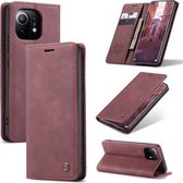 Voor Geschikt voor Xiaomi Mi 11 CaseMe 013 Multifunctionele horizontale flip lederen tas met houder & kaartsleuf & portemonnee (wijnrood)