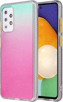 Voor Samsung Galaxy A72 Gradient Shockproof TPU + Acrylbehuizing met afneembare knoppen (Rose Red)