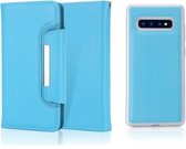 Voor Samsung Galaxy S10 Litchi Textuur Horizontale Flip Gesp Afneembare Magnetische PU Lederen Case met Kaartsleuven & Portemonnee & Fotolijst (Blauw)