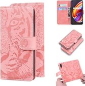 Voor OPPO Realme X7 Pro 5G Tiger Embossing Pattern Horizontale Flip lederen tas met houder & kaartsleuven & portemonnee (roze)