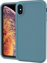 Effen kleur pc + siliconen schokbestendig skid-proof stofdicht hoesje voor iPhone XS Max (donkergroen)