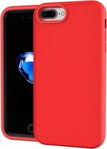 Effen kleur pc + siliconen schokbestendig skid-proof stofdicht hoesje voor iPhone 6 Plus & 6s Plus / 7 Plus / 8 Plus (rood)