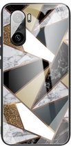 Voor Xiaomi Redmi K40 / K40 Pro / K40 Pro + beschermhoes van abstract marmerpatroonglas (Rhombus Golden)