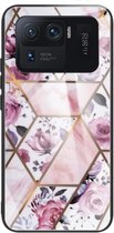 Voor Xiaomi Mi 11 Ultra Abstract Marble Pattern Glass beschermhoes (Rhombus Rose)