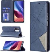 Voor Xiaomi Mi 11i / Poco F3 / Redmi K40 Ruit Textuur Horizontale Flip Magnetische Leren Case met Houder & Kaartsleuven (Blauw)