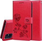 Voor Samsung Galaxy M31s Rose reliëf horizontale flip PU lederen tas met houder & kaartsleuven & portemonnee (rood)