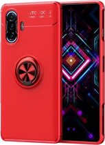 Voor Geschikt voor Xiaomi Redmi K40 Gaming metalen ringhouder 360 graden roterende TPU-hoes (rood + rood)