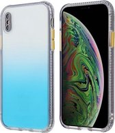 Gradiënt schokbestendig TPU + acryl hoesje met afneembare knoppen voor iPhone XS / X (blauw)