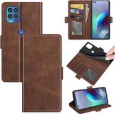 Voor Motorola Moto Edge S / G100 Dual-side magnetische gesp Horizontale flip lederen tas met houder & kaartsleuven & portemonnee (bruin)