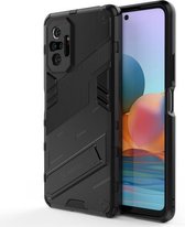 Voor Geschikt voor Xiaomi Redmi Note 10 Pro Punk Armor 2 in 1 PC + TPU schokbestendig hoesje met onzichtbare houder (zwart)