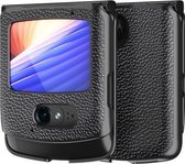 Voor Motorola Razr 5G Leather Texture + PC Full Coverge Folding Case (Black Litchi Texture)