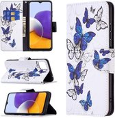Voor Samsung Galaxy A22 5G Gekleurde Tekening Horizontale Flip Lederen Case met Houder & Kaartsleuven & Portemonnee (Vlinders)