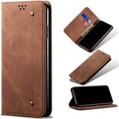 Voor Xiaomi Mi 11 Denim Texture Casual Style Horizontale Flip Leather Case met houder & kaartsleuven & portemonnee (bruin)