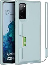 Voor Samsung Galaxy S20 FE Armor Shockproof TPU + PC Hard Case met kaartsleufhouder Funtion (lichtblauw)