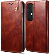 Voor Xiaomi Mi 10S Simple Wax Crazy Horse Texture Horizontale flip lederen tas met kaartsleuven en portemonnee (bruin)