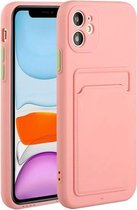 Card Slot Design Shockproof TPU beschermhoes voor iPhone 12 (roze)