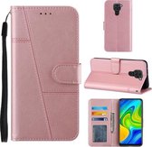 Voor Xiaomi Redmi Note 9 Stiksels Kalf Textuur Gesp Horizontale Flip Lederen Case met Houder & Kaartsleuven & Portemonnee & Lanyard (Roze)