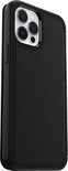 Zwarte OtterBox Strada case met lederlook textuur en uitsparing voor de cameralens.