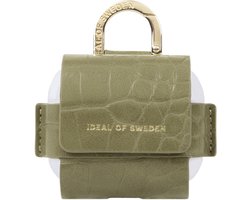 IDEAL OF SWEDEN, Hoesje geschikt voor Apple AirPods 3 - Flo Series Croco Textuur met Karabijnhaak, Groen