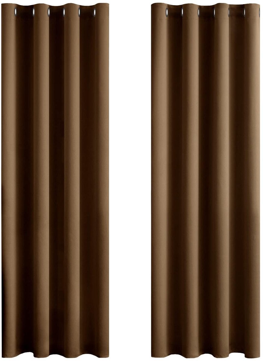 My Ninki ® Zachte Bruine Verduisteringsgordijnen met Inslagringen voor Slaapkamer en Woonkamer - Set van 2 Stuks
