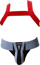 Barcode Berlin Multipack 1x Jockstrap Zuri Bleu-beige/Noir + 1x Harnais Rouge Mat - TAILLE XL - Sous-vêtements Homme - Jockstrap Homme - Jockstrap Homme