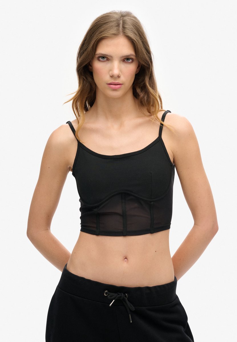 Superdry Sport Tech Corset Mouwloos T-shirt S Vrouw Zwart