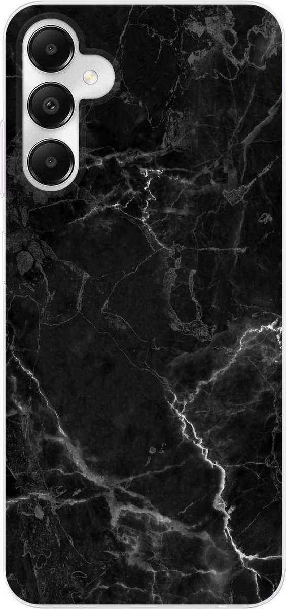Telefoonhoesje Geschikt voor Samsung Galaxy A05s hoesje - Marmer print - Zwart - Wit - Textuur - Marmer printlook - Siliconen Telefoonhoesje Telefoonhoesje