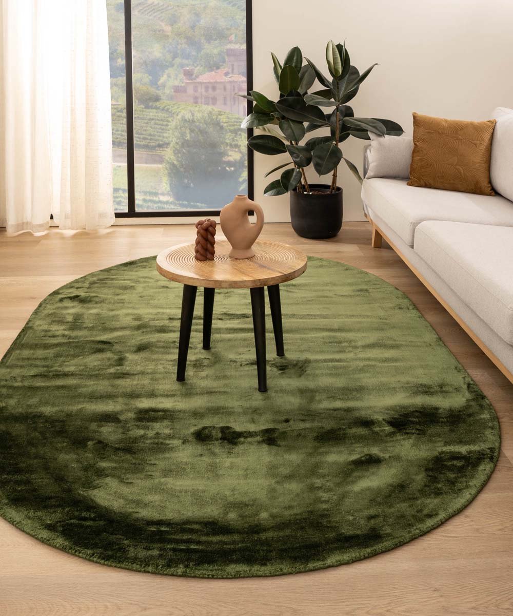 Viscose vloerkleed ovaal - Pearl groen 200x300
