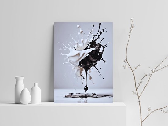 Affiche abstraite - Zwart et Wit - Peinture - Format 50 x 70 cm - Esthétique - Art moderne - Décoration d'intérieur esthétique - 1610 MT - DIBOND 3 mm - Plaque d'aluminium - Panneau mural en métal