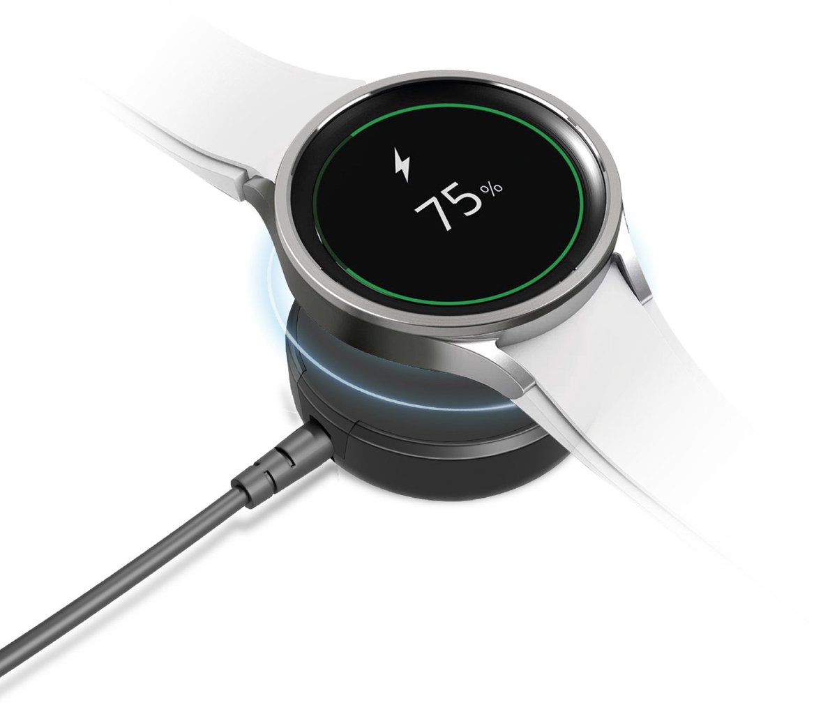 SBS TECHGSAMWATCH oplader voor mobiele apparatuur Smartwatch Wit USB Draadloos opladen Binnen