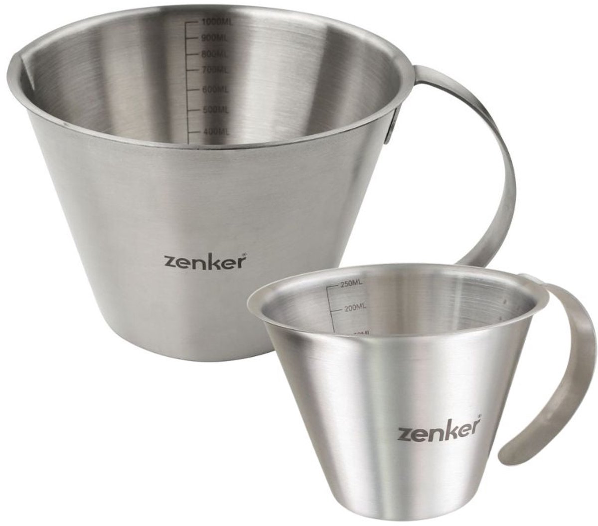 Set van 2 maatbekers van roestvrij staal 250 ml en 1 liter Zenker