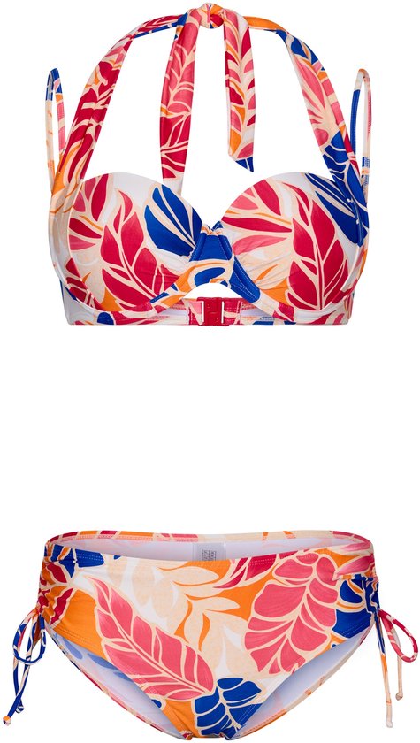 Bikini Pastunette Sunset Coral - Crème/ Oranje/ Blauw - 4 positions - Taille 38