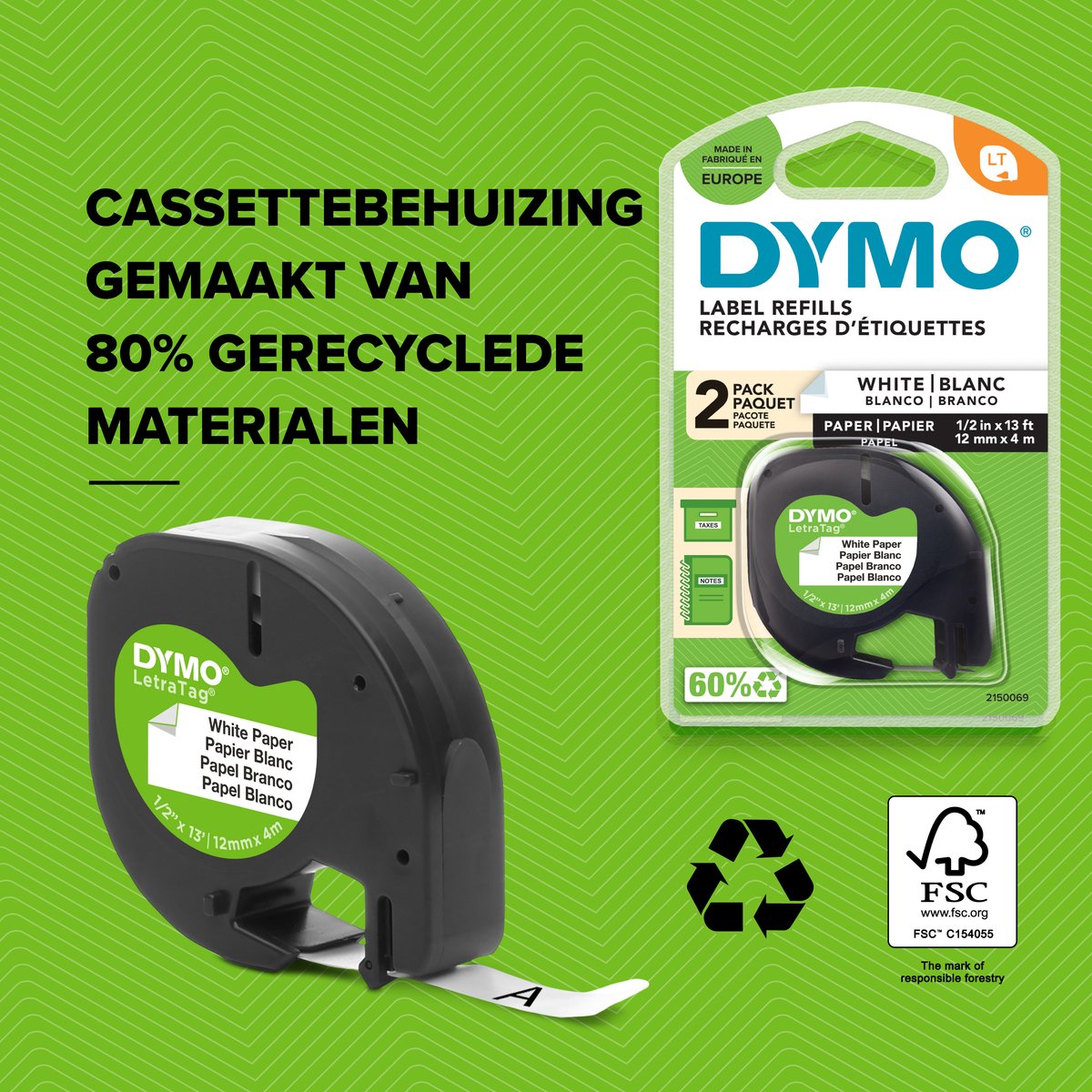 Dymo LetraTag LT-100T-labelmaker | Draagbare labelprinter met QWERTZ-toetsenbord | Zilver | Ideaal voor op kantoor of thuis thumbnail 6
