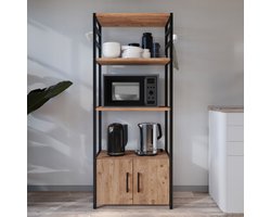 Keukenkast Arhuni 139x56x30 cm zwart en eikenkleurig (en.casa)
