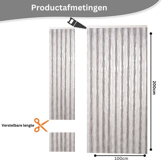ApexArte® Vliegengordijn Kattenstaart - Deurgordijn - Hordeur - Wit met Grijs — afbeelding 5