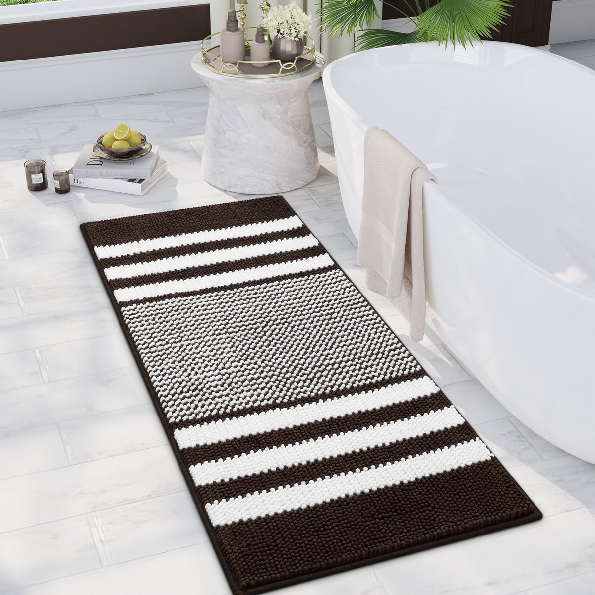 My Ninki ® Binnenhuis Luxe Antislip Chenille Badmat 50 x 120 cm voor Comfort en Absorptie