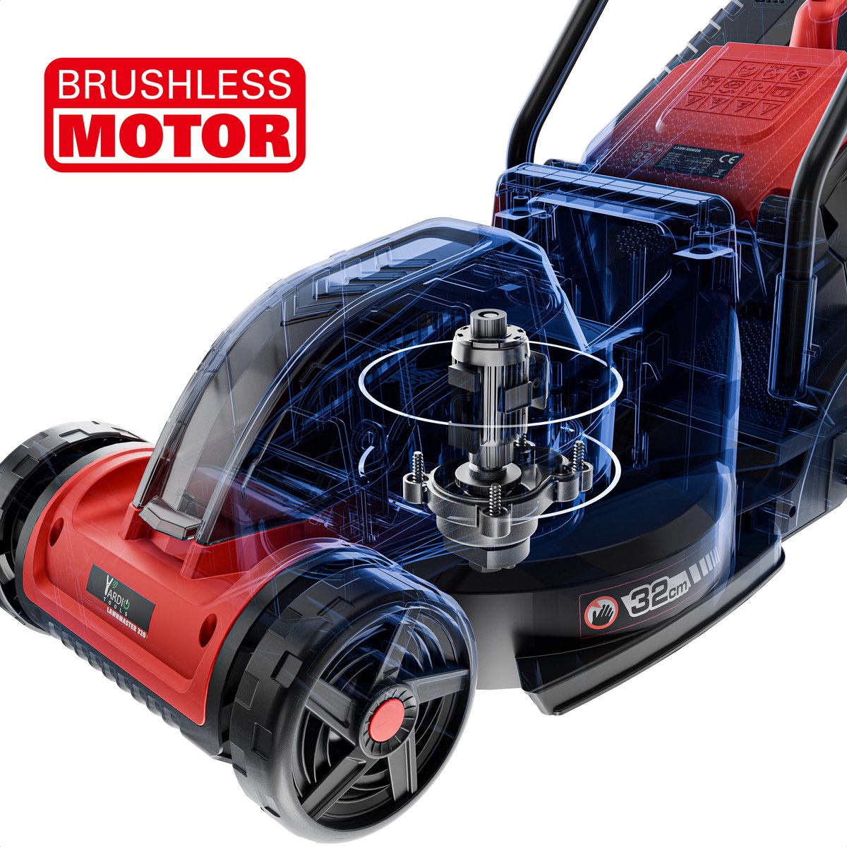 YARDIO Tools® - Grasmaaier Elektrisch - Grasmaaier Accu - Handmaaier - 320mm maaibreedte - 21v incl. 4.0a Accu en Snellader - tot 50m2 - Lawnmaster 320 - LawnMaster320-4.0aBAT – foto 7